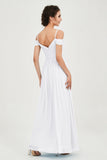 Spaghetti Straps Chiffon Pleated Ruched Bridesmaid Dress Long Formal Evening Dresses Gowns