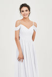 Spaghetti Straps Chiffon Pleated Ruched Bridesmaid Dress Long Formal Evening Dresses Gowns