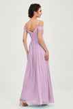 Spaghetti Straps Chiffon Pleated Ruched Bridesmaid Dress Long Formal Evening Dresses Gowns