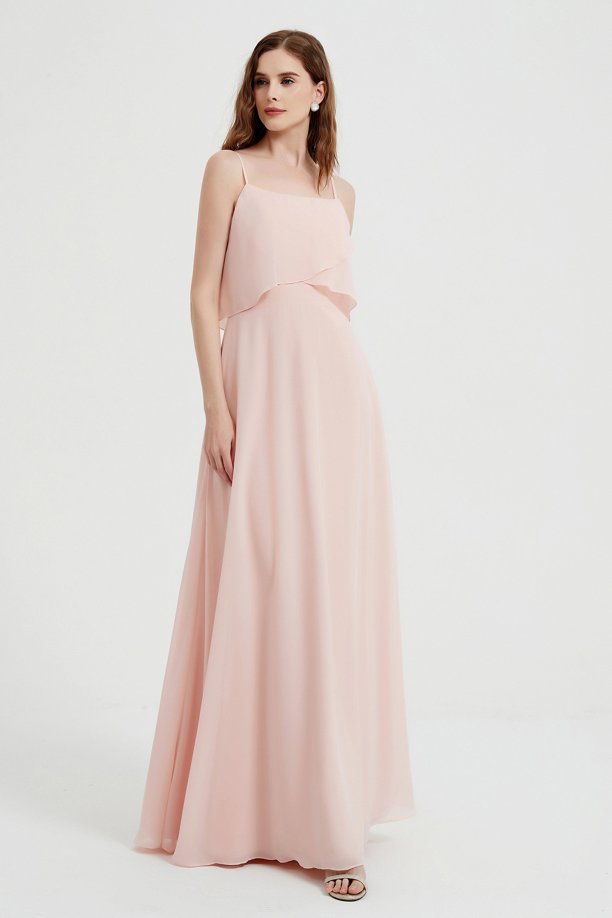 Spaghetti Straps Chiffon Bridesmaid Dress Formal Evening Floor Length Dresses Gowns
