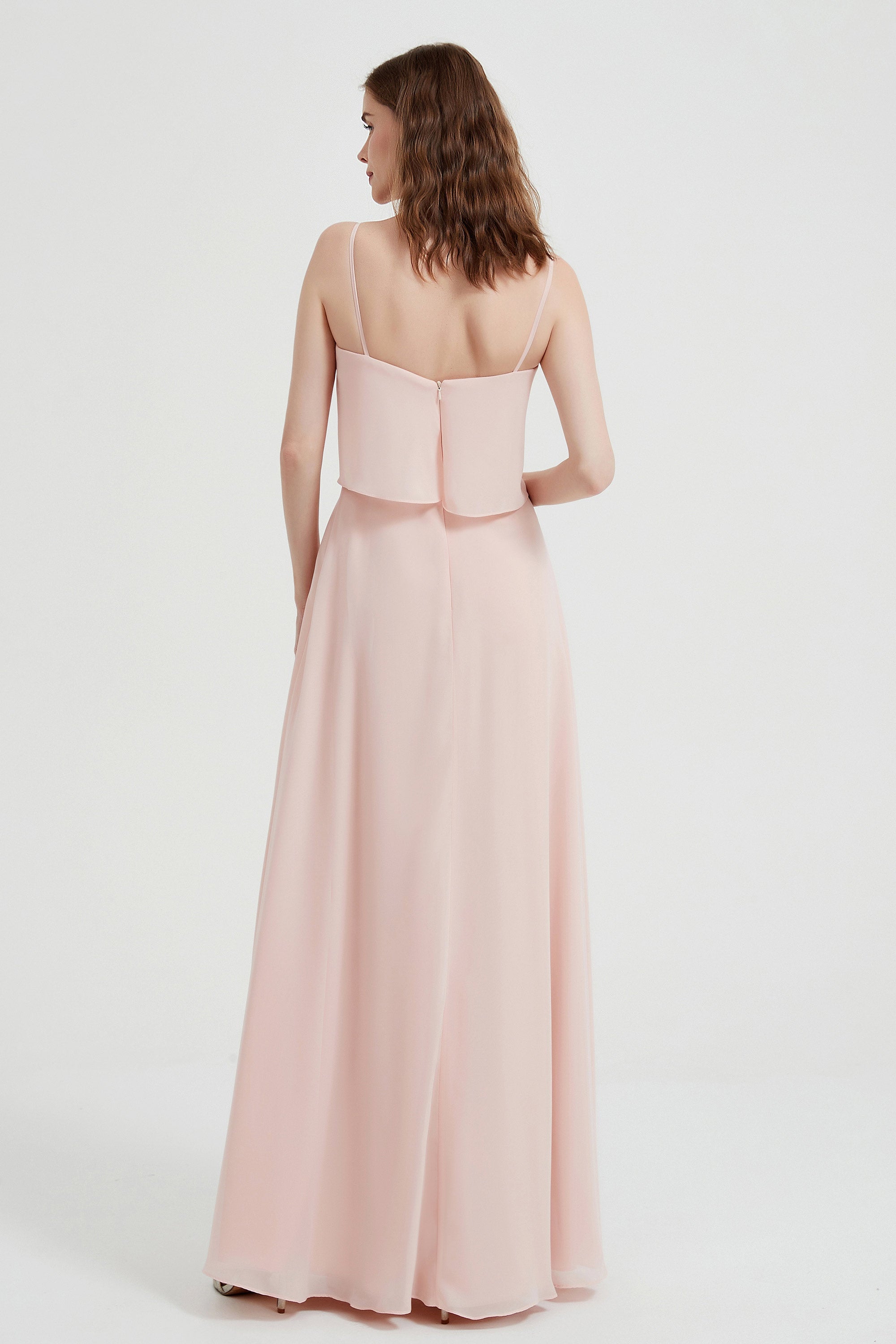 Spaghetti Straps Chiffon Bridesmaid Dress Formal Evening Floor Length Dresses Gowns