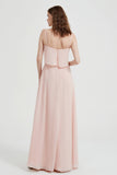Spaghetti Straps Chiffon Bridesmaid Dress Formal Evening Floor Length Dresses Gowns
