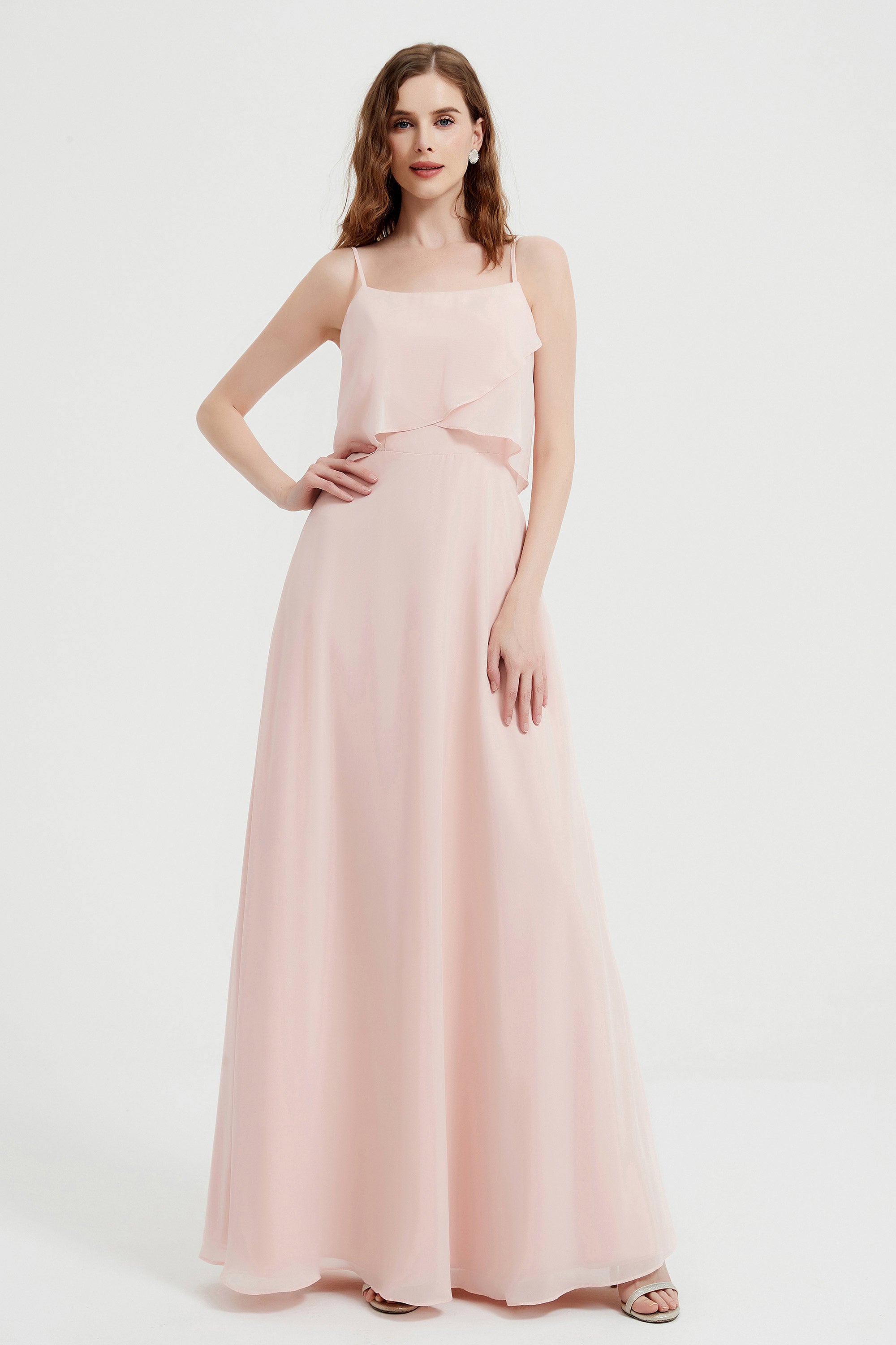 Spaghetti Straps Chiffon Bridesmaid Dress Formal Evening Floor Length Dresses Gowns