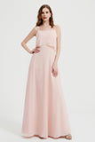 Spaghetti Straps Chiffon Bridesmaid Dress Formal Evening Floor Length Dresses Gowns