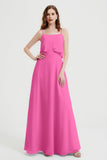 Spaghetti Straps Chiffon Bridesmaid Dress Formal Evening Floor Length Dresses Gowns