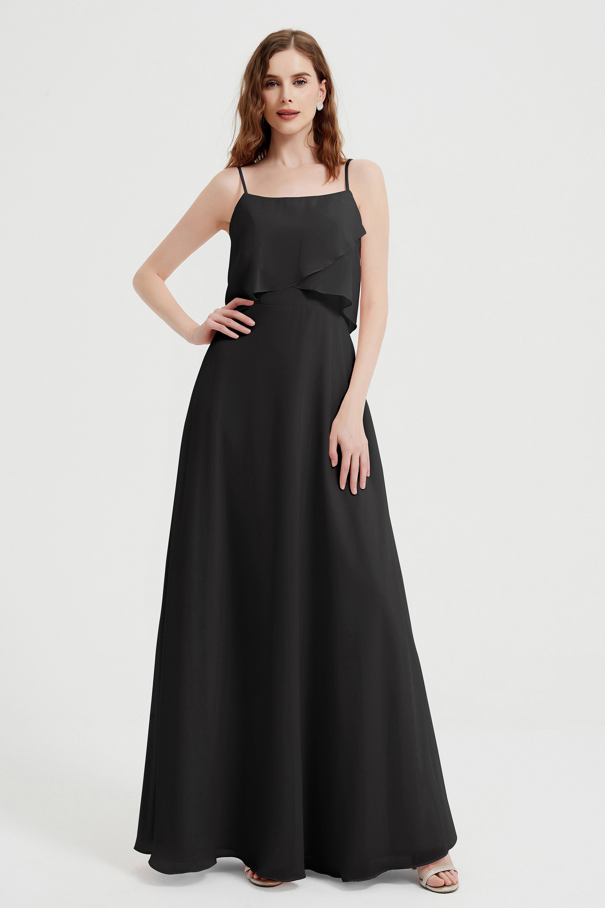 Spaghetti Straps Chiffon Bridesmaid Dress Formal Evening Floor Length Dresses Gowns