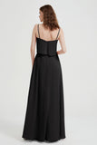 Spaghetti Straps Chiffon Bridesmaid Dress Formal Evening Floor Length Dresses Gowns