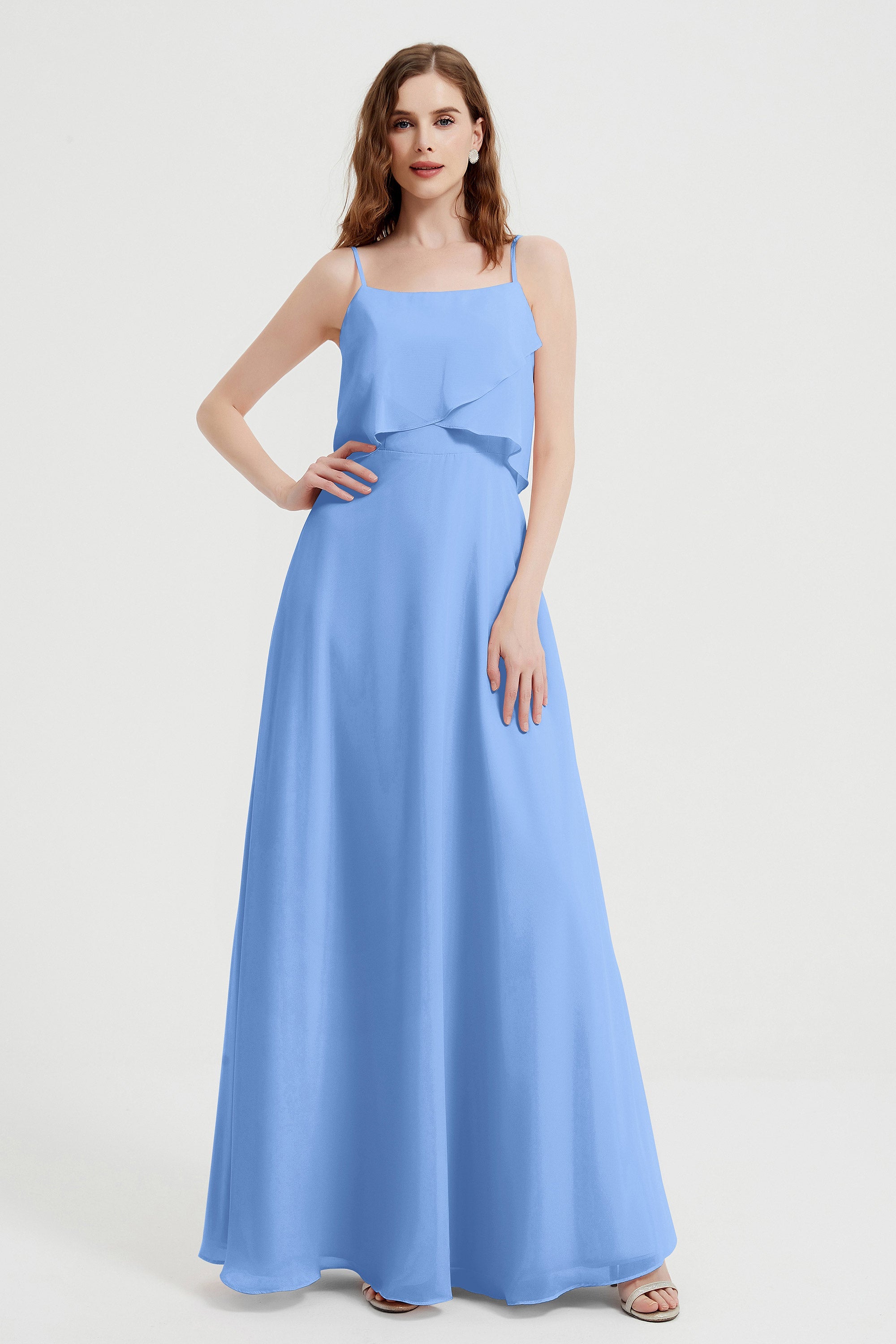 Spaghetti Straps Chiffon Bridesmaid Dress Formal Evening Floor Length Dresses Gowns