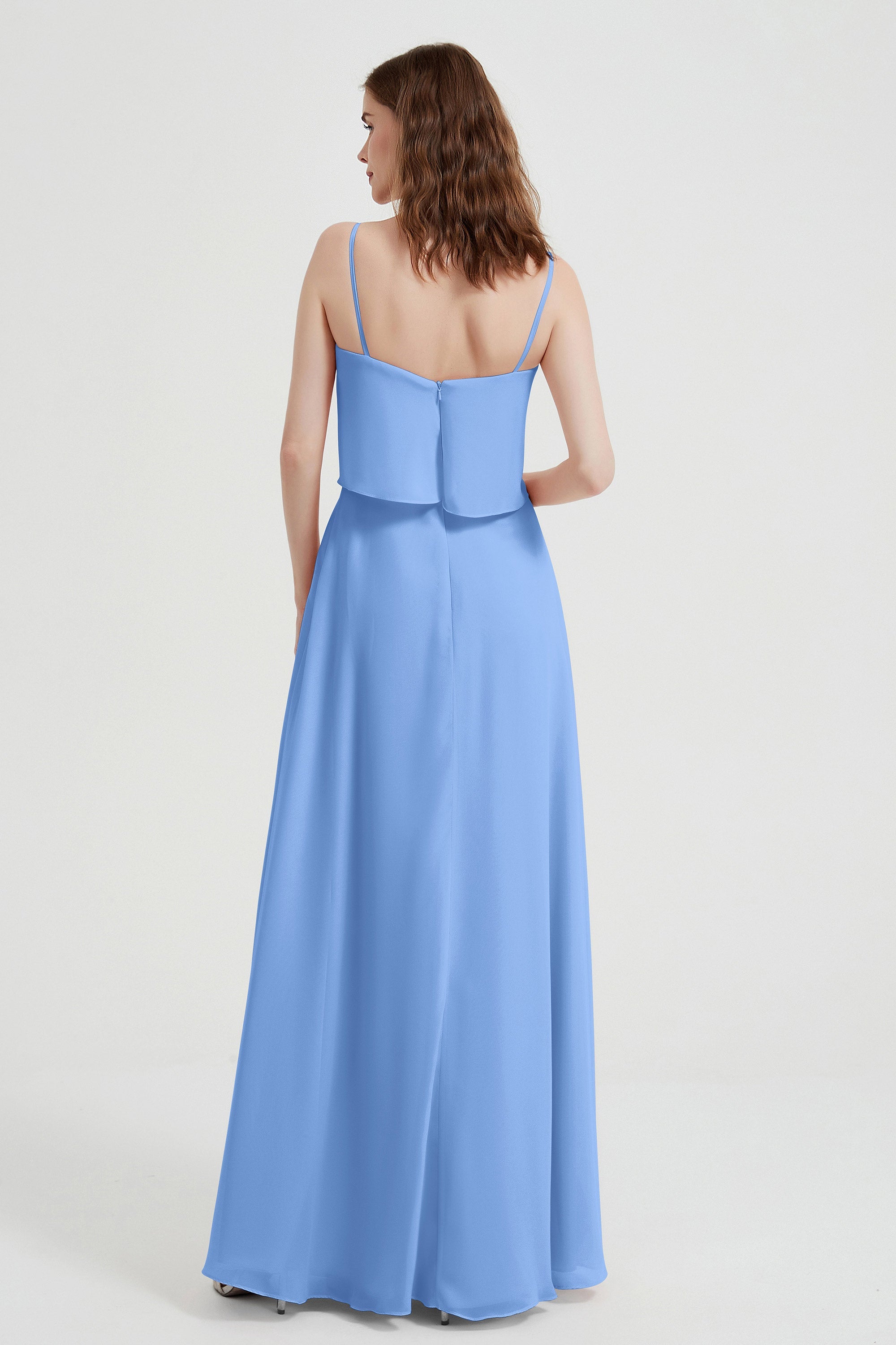 Spaghetti Straps Chiffon Bridesmaid Dress Formal Evening Floor Length Dresses Gowns
