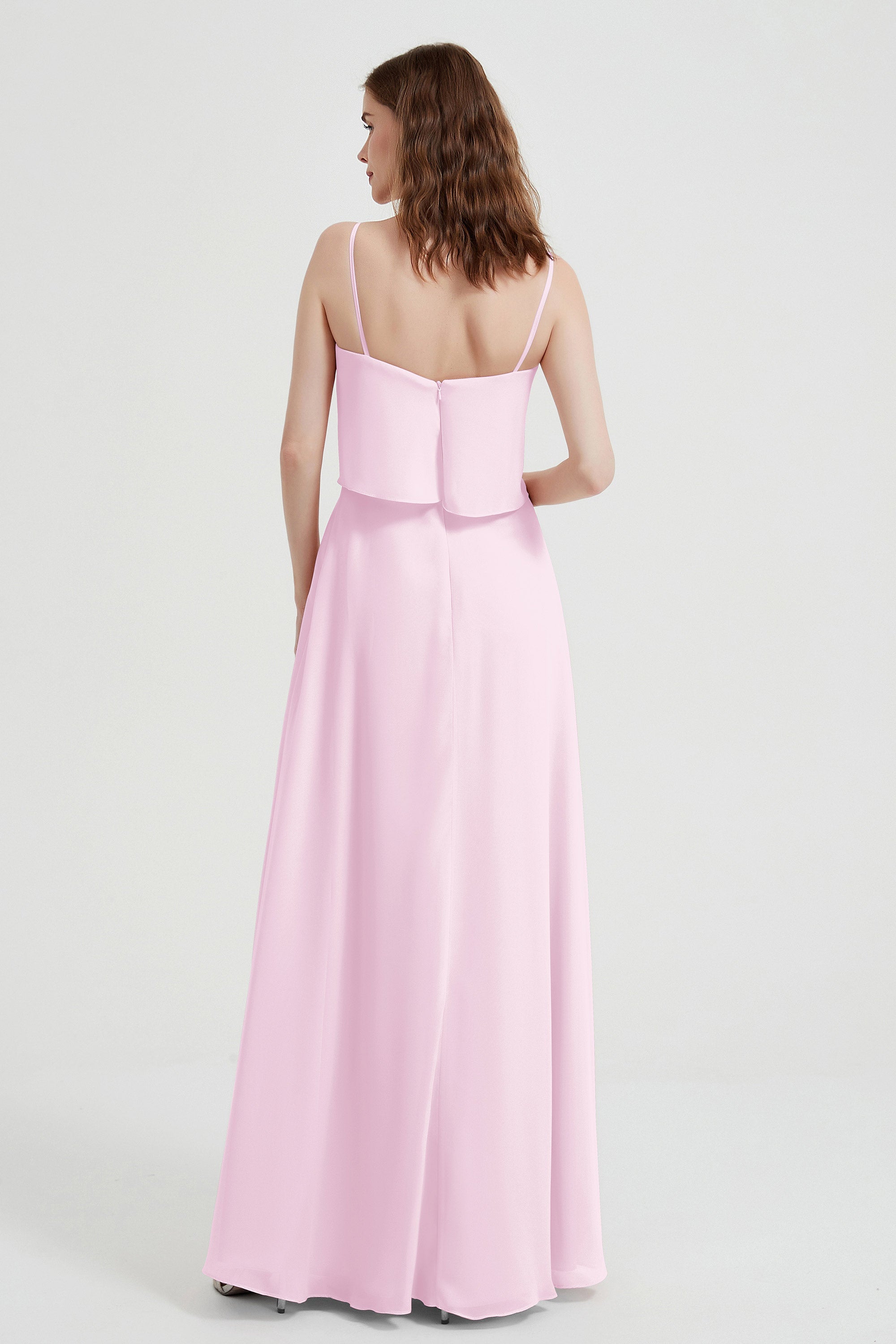 Spaghetti Straps Chiffon Bridesmaid Dress Formal Evening Floor Length Dresses Gowns