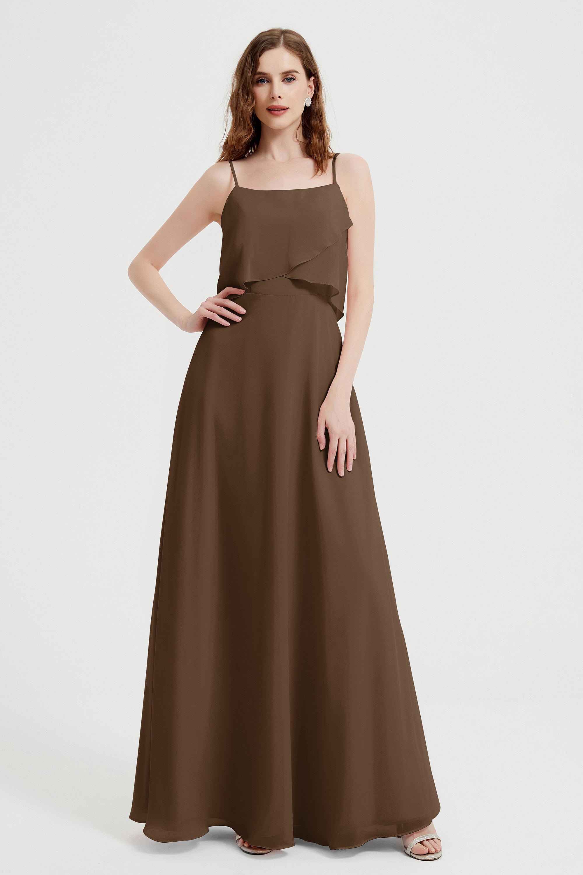 Spaghetti Straps Chiffon Bridesmaid Dress Formal Evening Floor Length Dresses Gowns