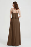 Spaghetti Straps Chiffon Bridesmaid Dress Formal Evening Floor Length Dresses Gowns