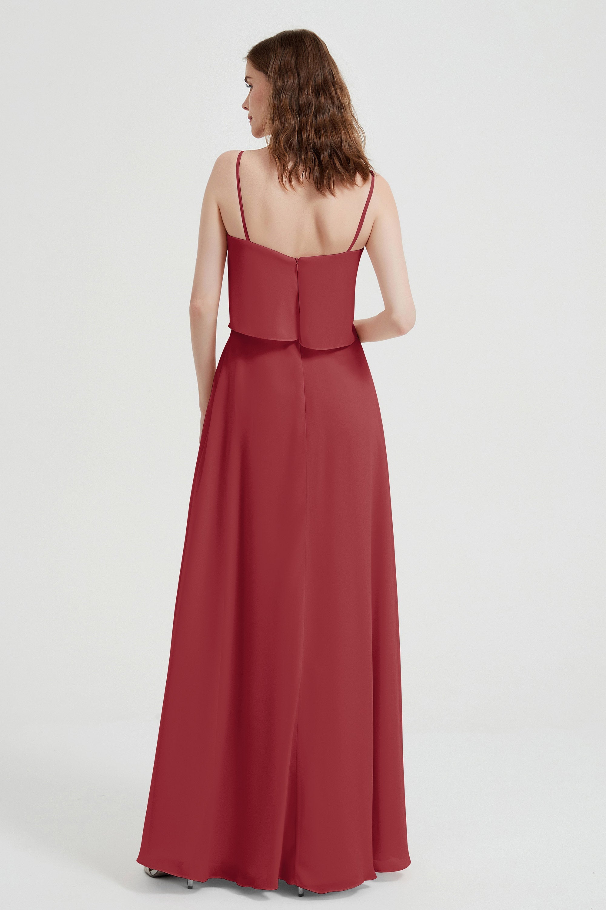 Spaghetti Straps Chiffon Bridesmaid Dress Formal Evening Floor Length Dresses Gowns