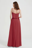 Spaghetti Straps Chiffon Bridesmaid Dress Formal Evening Floor Length Dresses Gowns