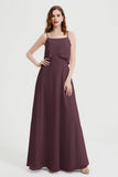 Spaghetti Straps Chiffon Bridesmaid Dress Formal Evening Floor Length Dresses Gowns