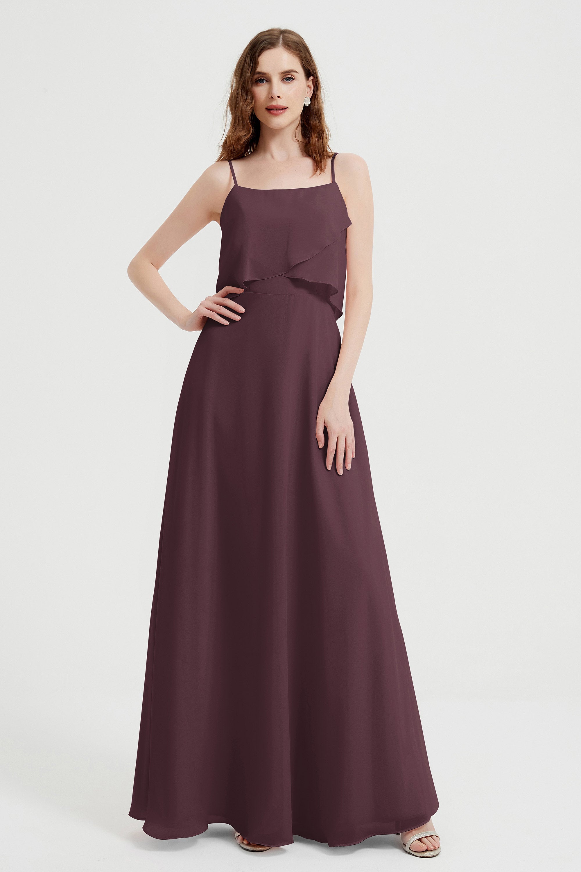 Spaghetti Straps Chiffon Bridesmaid Dress Formal Evening Floor Length Dresses Gowns