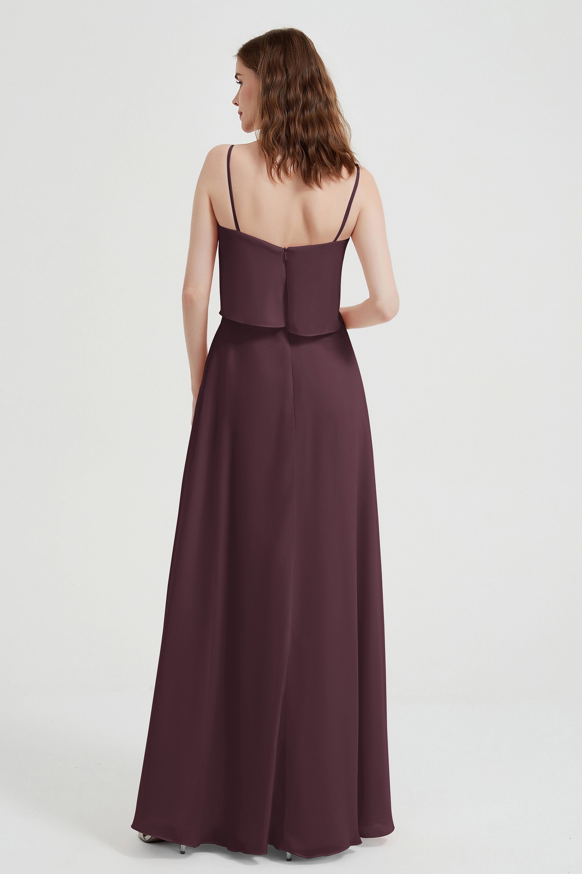 Spaghetti Straps Chiffon Bridesmaid Dress Formal Evening Floor Length Dresses Gowns