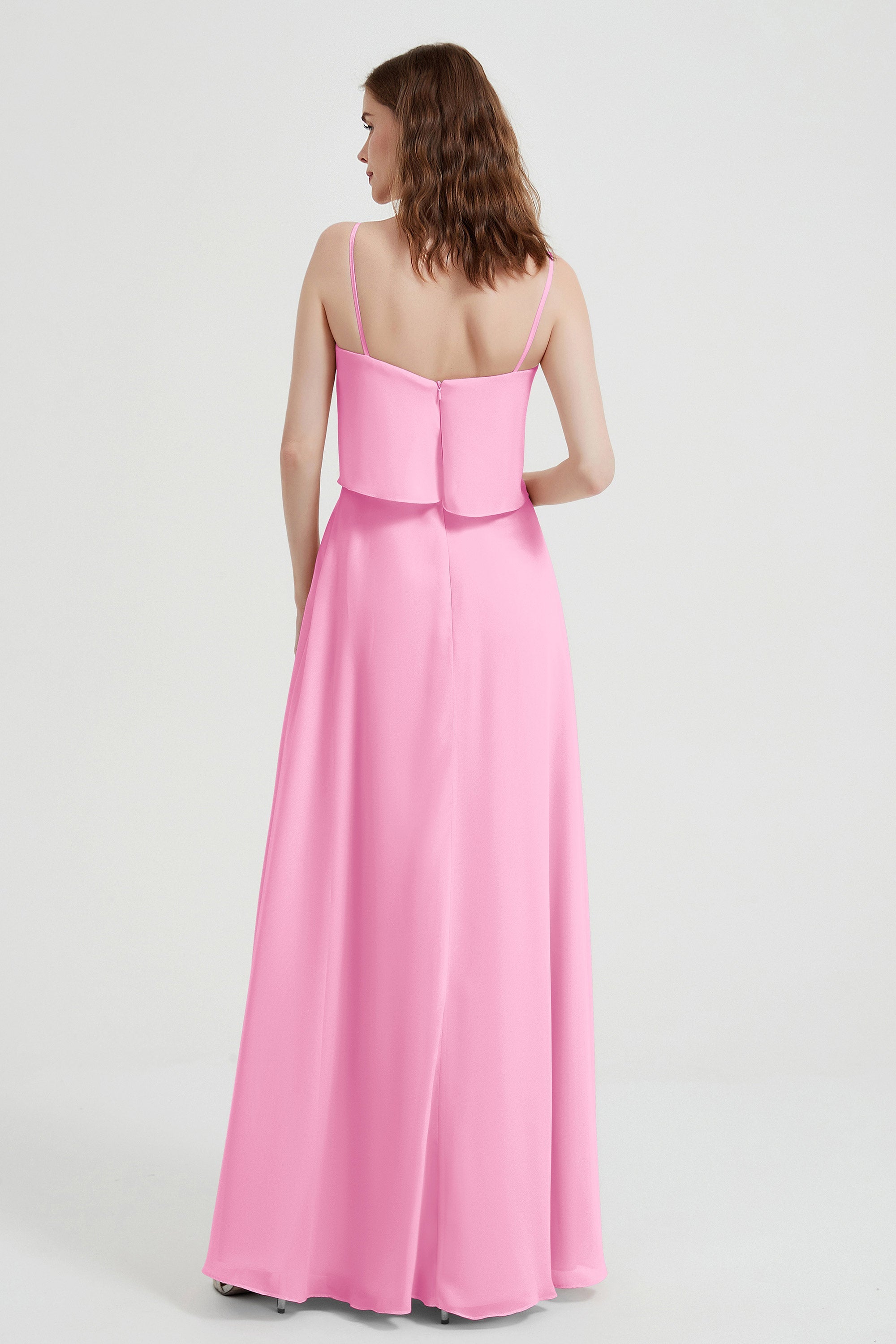 Spaghetti Straps Chiffon Bridesmaid Dress Formal Evening Floor Length Dresses Gowns