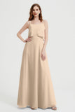 Spaghetti Straps Chiffon Bridesmaid Dress Formal Evening Floor Length Dresses Gowns
