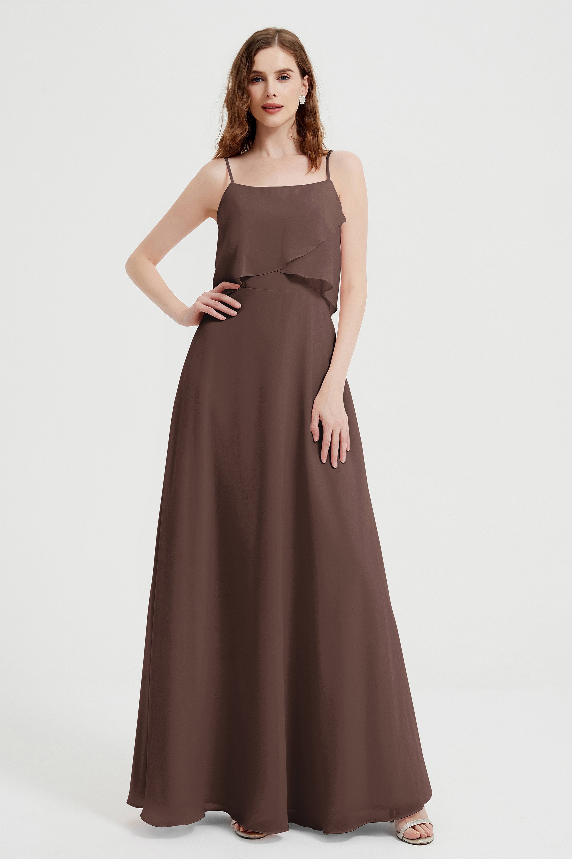 Spaghetti Straps Chiffon Bridesmaid Dress Formal Evening Floor Length Dresses Gowns