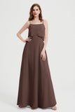Spaghetti Straps Chiffon Bridesmaid Dress Formal Evening Floor Length Dresses Gowns