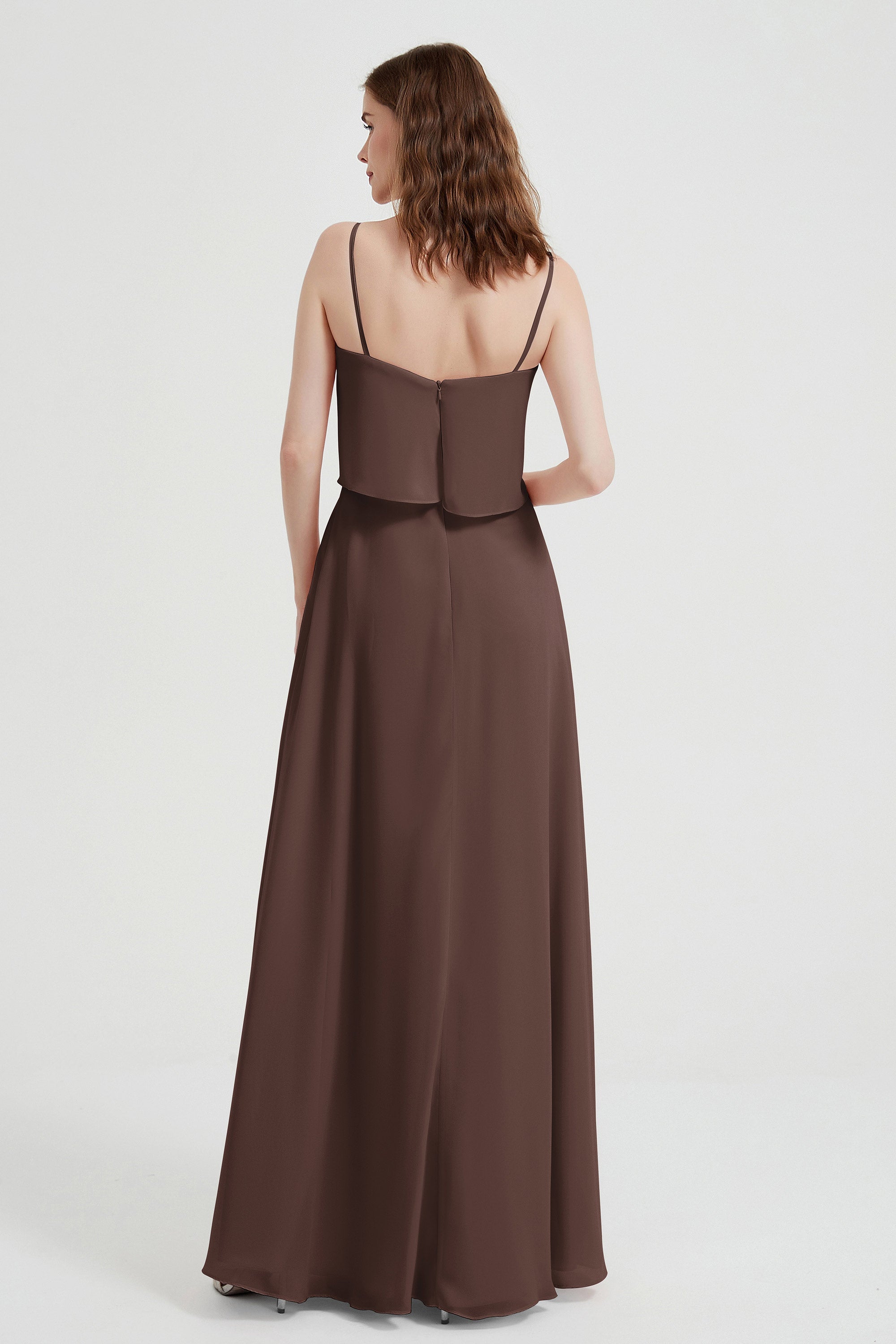 Spaghetti Straps Chiffon Bridesmaid Dress Formal Evening Floor Length Dresses Gowns