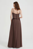Spaghetti Straps Chiffon Bridesmaid Dress Formal Evening Floor Length Dresses Gowns
