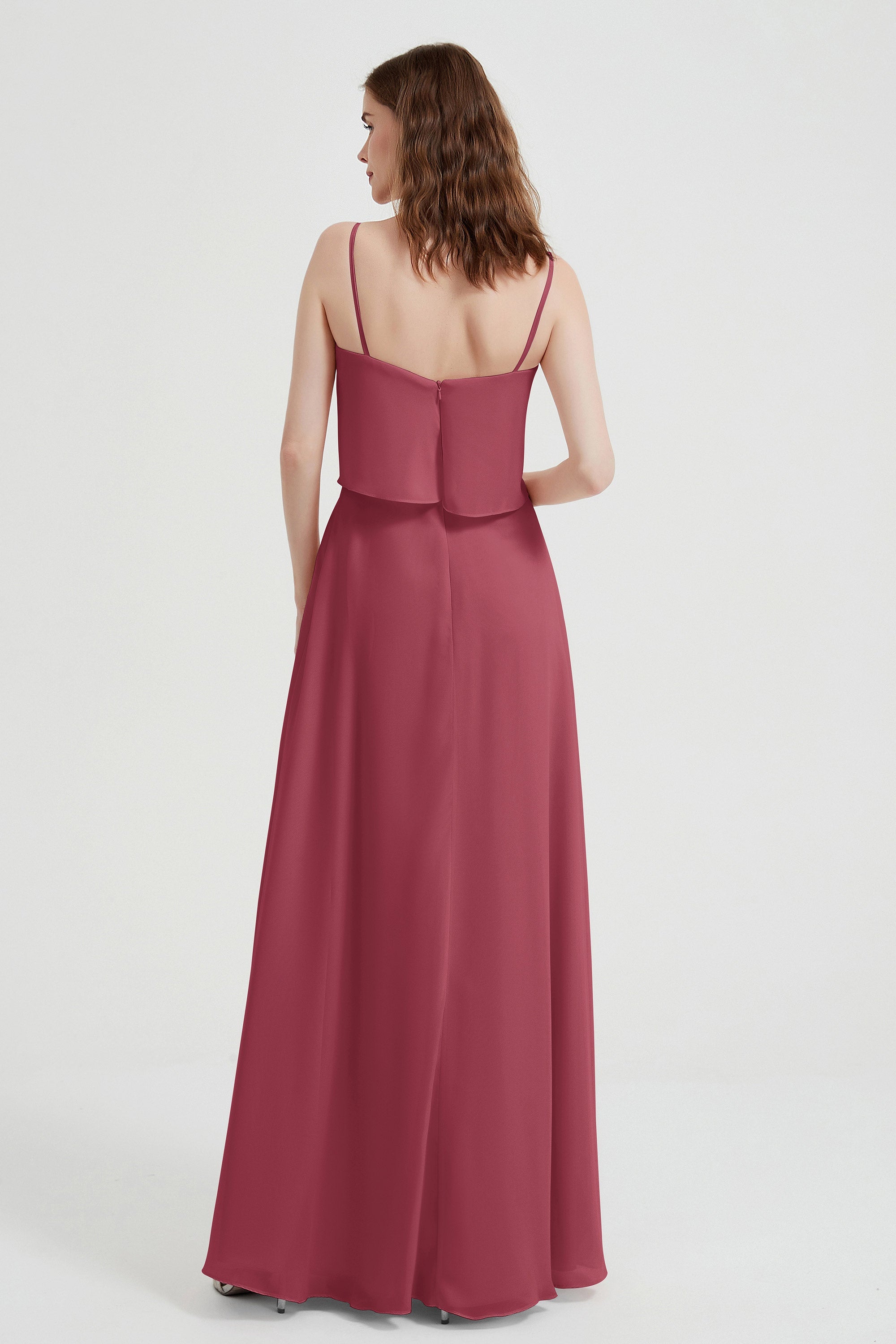 Spaghetti Straps Chiffon Bridesmaid Dress Formal Evening Floor Length Dresses Gowns