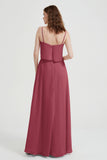 Spaghetti Straps Chiffon Bridesmaid Dress Formal Evening Floor Length Dresses Gowns