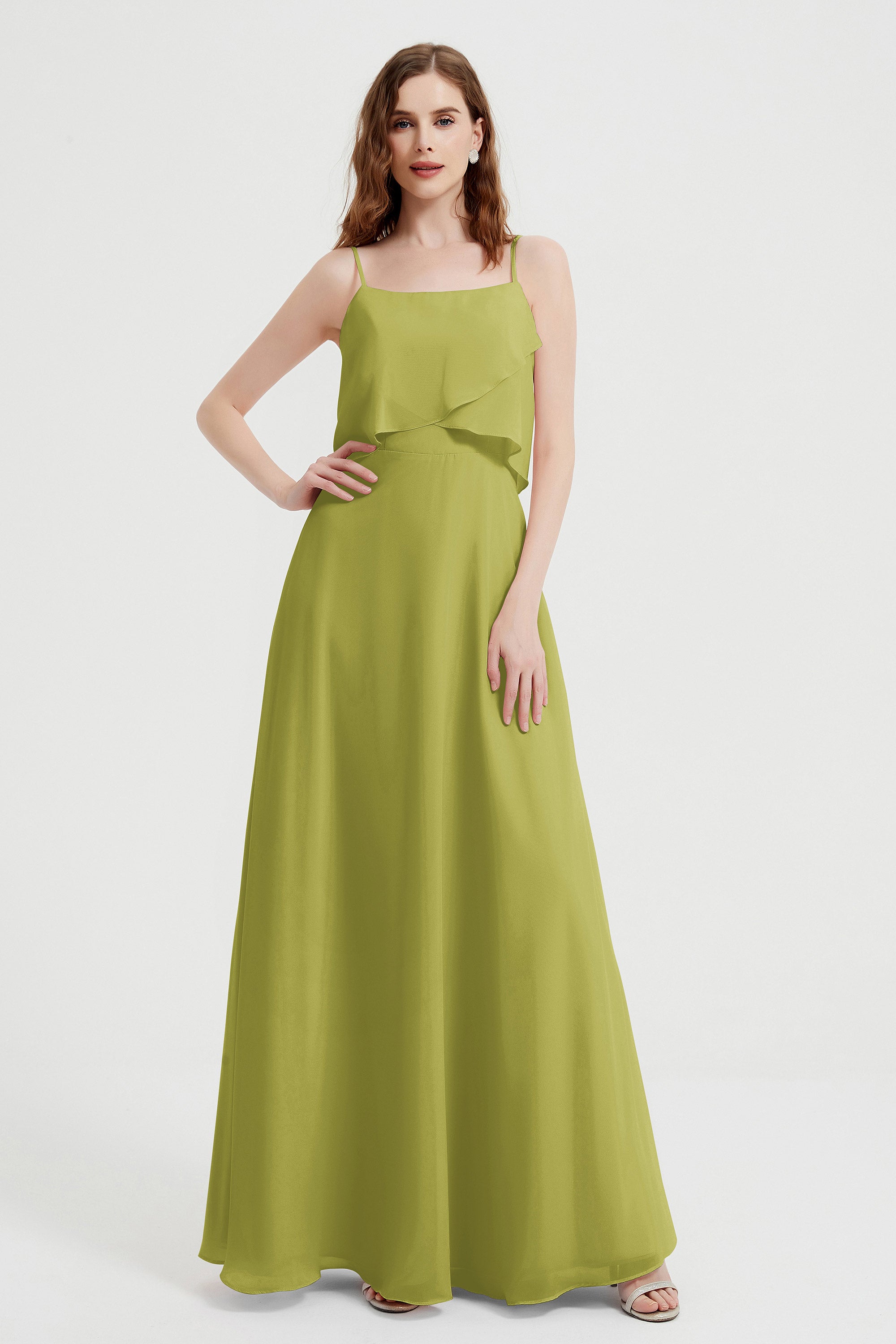Spaghetti Straps Chiffon Bridesmaid Dress Formal Evening Floor Length Dresses Gowns