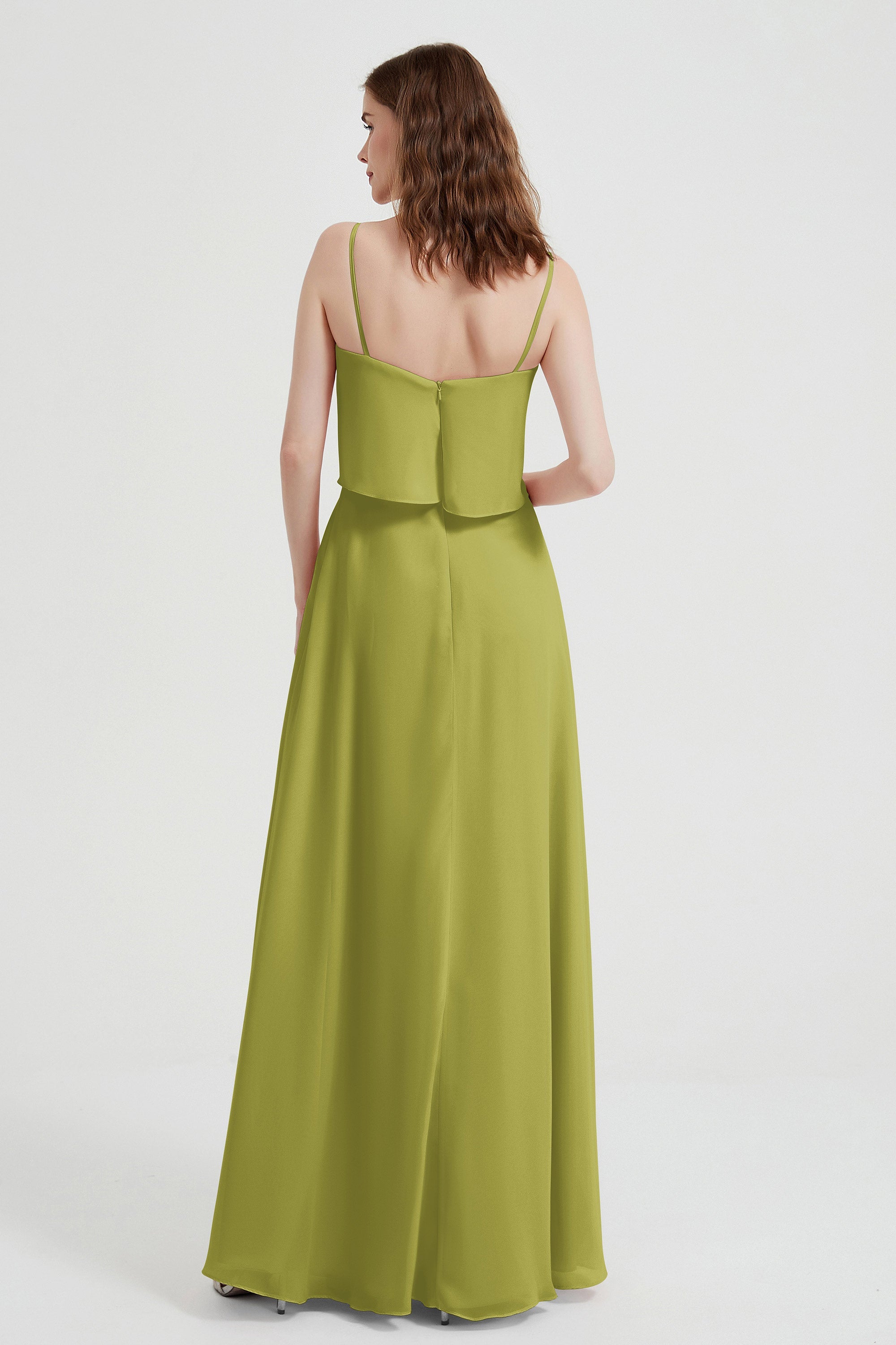 Spaghetti Straps Chiffon Bridesmaid Dress Formal Evening Floor Length Dresses Gowns