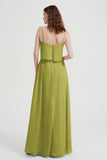 Spaghetti Straps Chiffon Bridesmaid Dress Formal Evening Floor Length Dresses Gowns