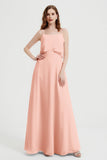 Spaghetti Straps Chiffon Bridesmaid Dress Formal Evening Floor Length Dresses Gowns