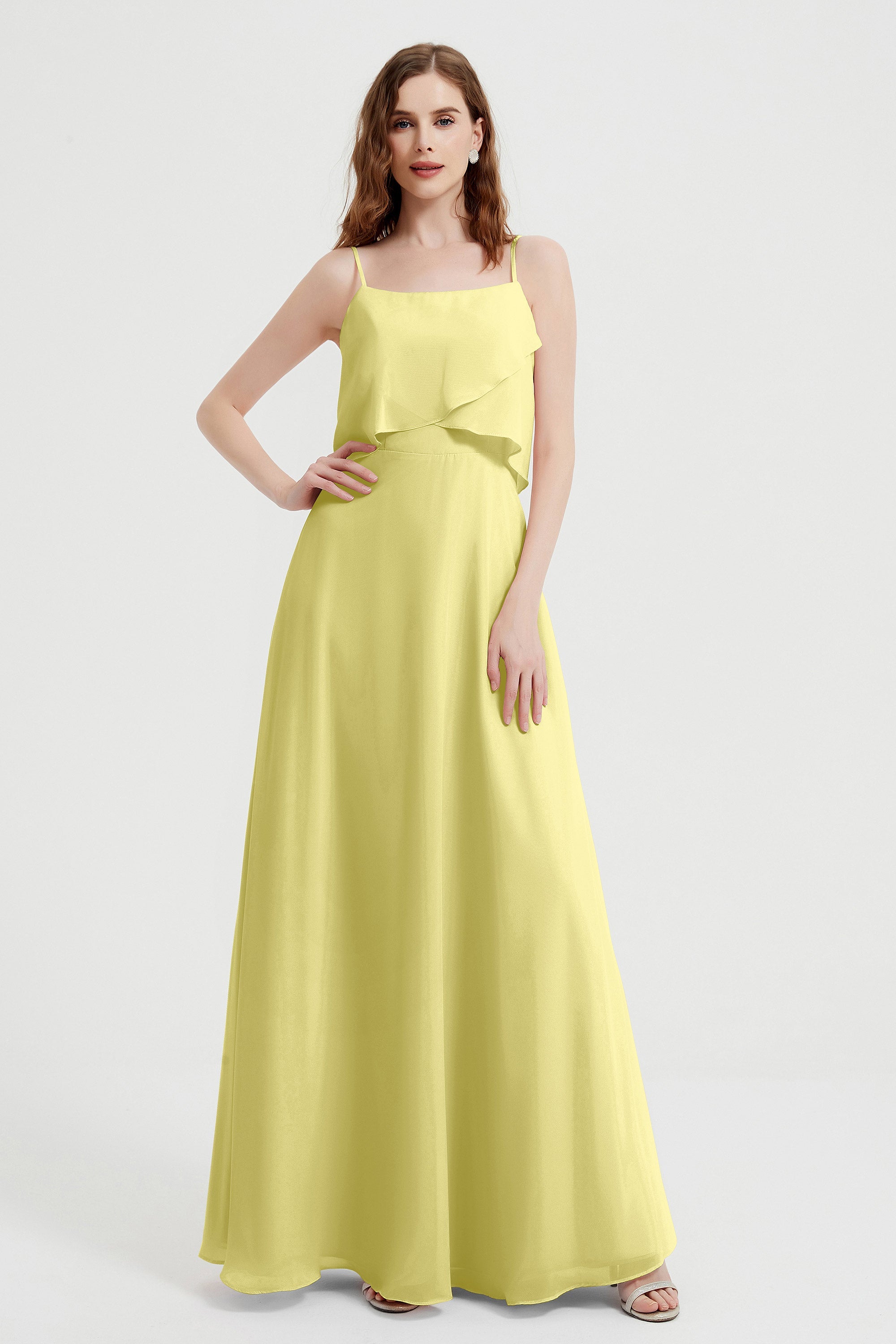 Spaghetti Straps Chiffon Bridesmaid Dress Formal Evening Floor Length Dresses Gowns