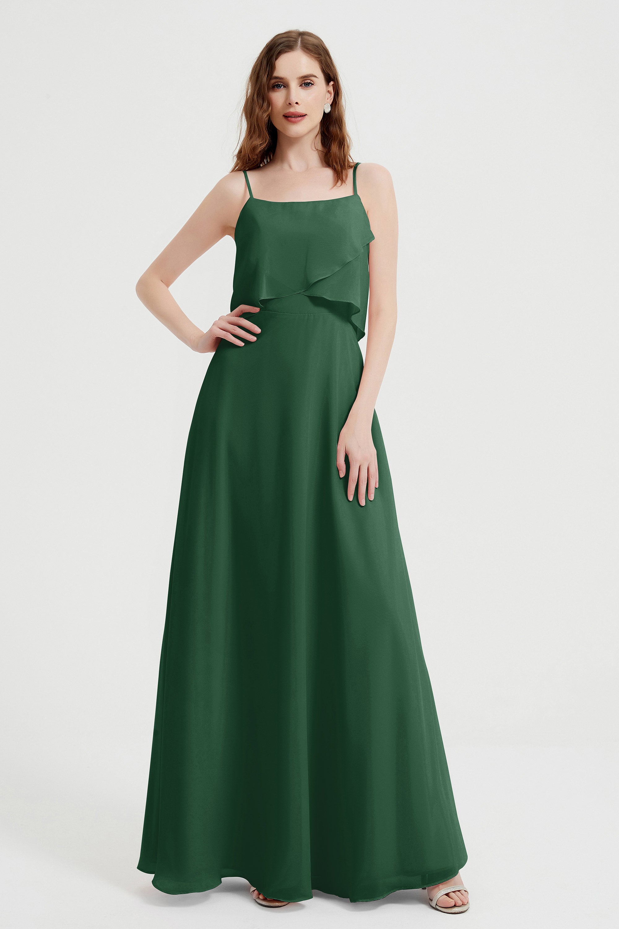 Spaghetti Straps Chiffon Bridesmaid Dress Formal Evening Floor Length Dresses Gowns