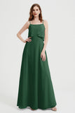 Spaghetti Straps Chiffon Bridesmaid Dress Formal Evening Floor Length Dresses Gowns
