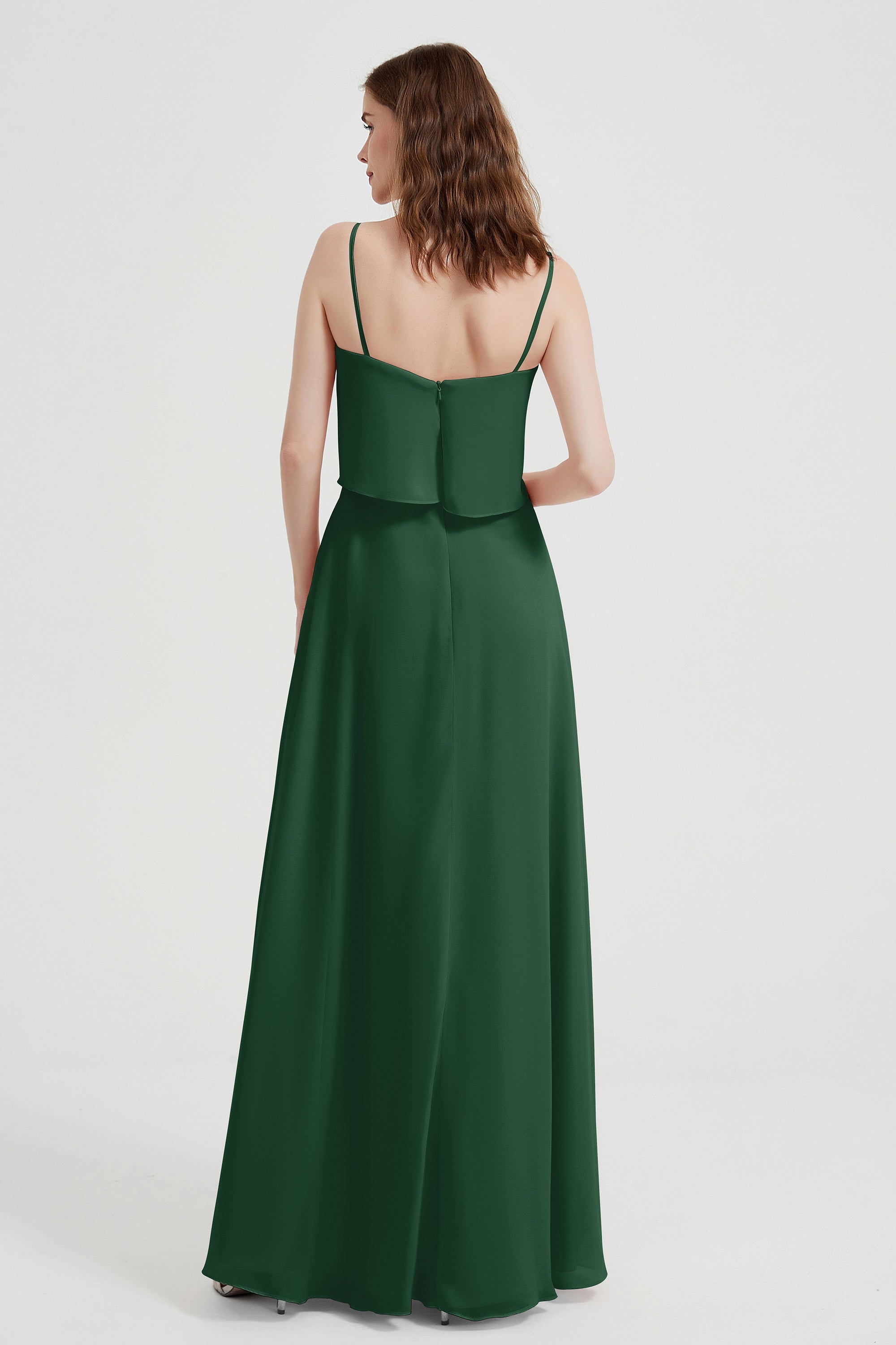 Spaghetti Straps Chiffon Bridesmaid Dress Formal Evening Floor Length Dresses Gowns