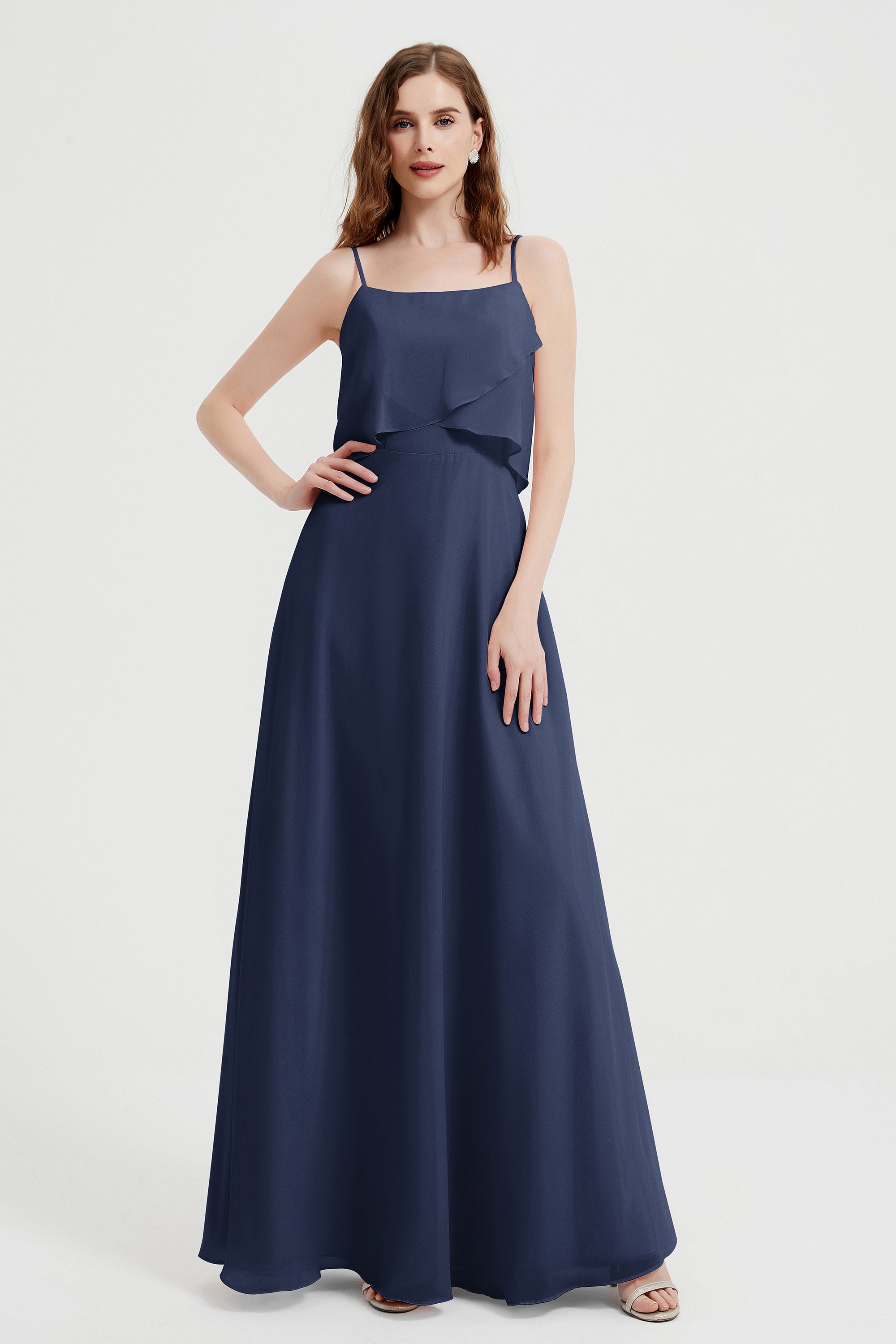 Spaghetti Straps Chiffon Bridesmaid Dress Formal Evening Floor Length Dresses Gowns