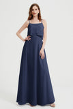 Spaghetti Straps Chiffon Bridesmaid Dress Formal Evening Floor Length Dresses Gowns