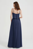 Spaghetti Straps Chiffon Bridesmaid Dress Formal Evening Floor Length Dresses Gowns
