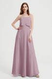 Spaghetti Straps Chiffon Bridesmaid Dress Formal Evening Floor Length Dresses Gowns