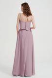 Spaghetti Straps Chiffon Bridesmaid Dress Formal Evening Floor Length Dresses Gowns
