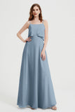 Spaghetti Straps Chiffon Bridesmaid Dress Formal Evening Floor Length Dresses Gowns