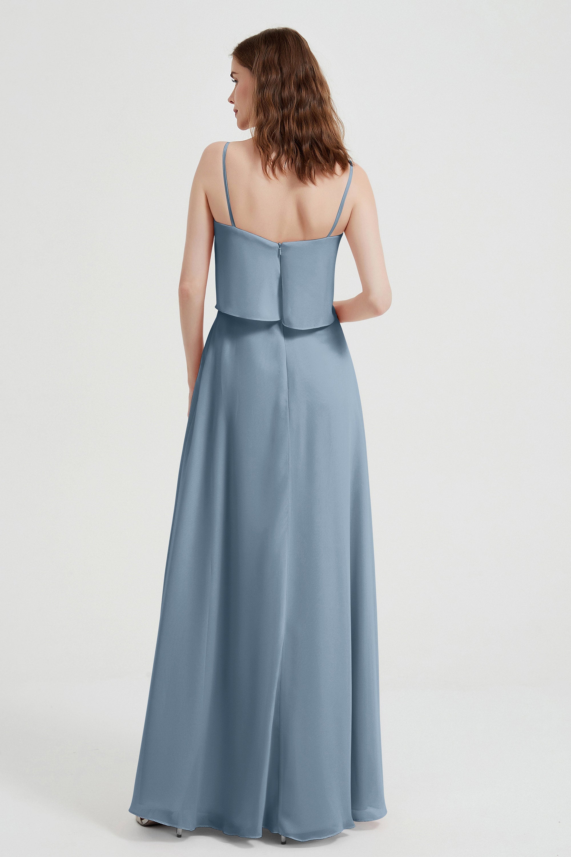 Spaghetti Straps Chiffon Bridesmaid Dress Formal Evening Floor Length Dresses Gowns