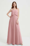 Spaghetti Straps Chiffon Bridesmaid Dress Formal Evening Floor Length Dresses Gowns