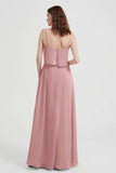 Spaghetti Straps Chiffon Bridesmaid Dress Formal Evening Floor Length Dresses Gowns
