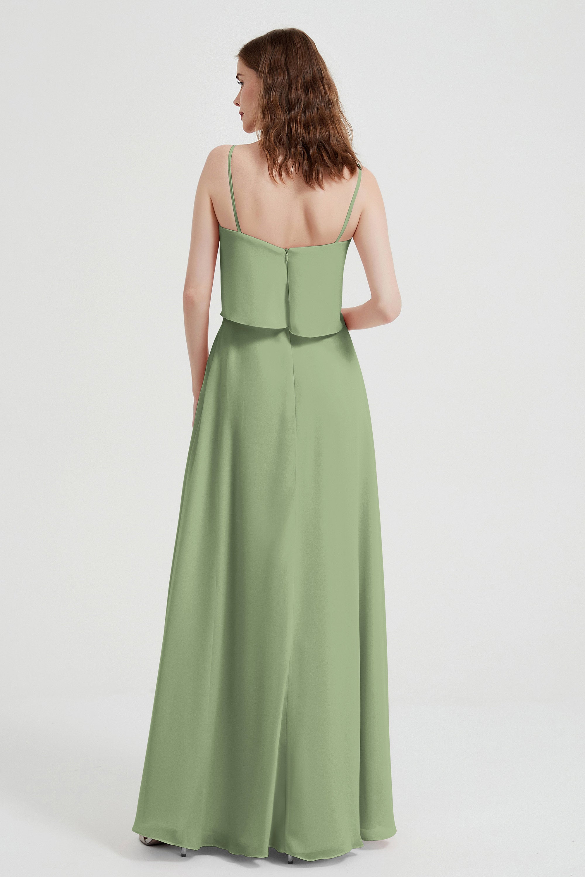 Spaghetti Straps Chiffon Bridesmaid Dress Formal Evening Floor Length Dresses Gowns