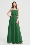 Spaghetti Straps Chiffon Bridesmaid Dress Formal Evening Floor Length Dresses Gowns