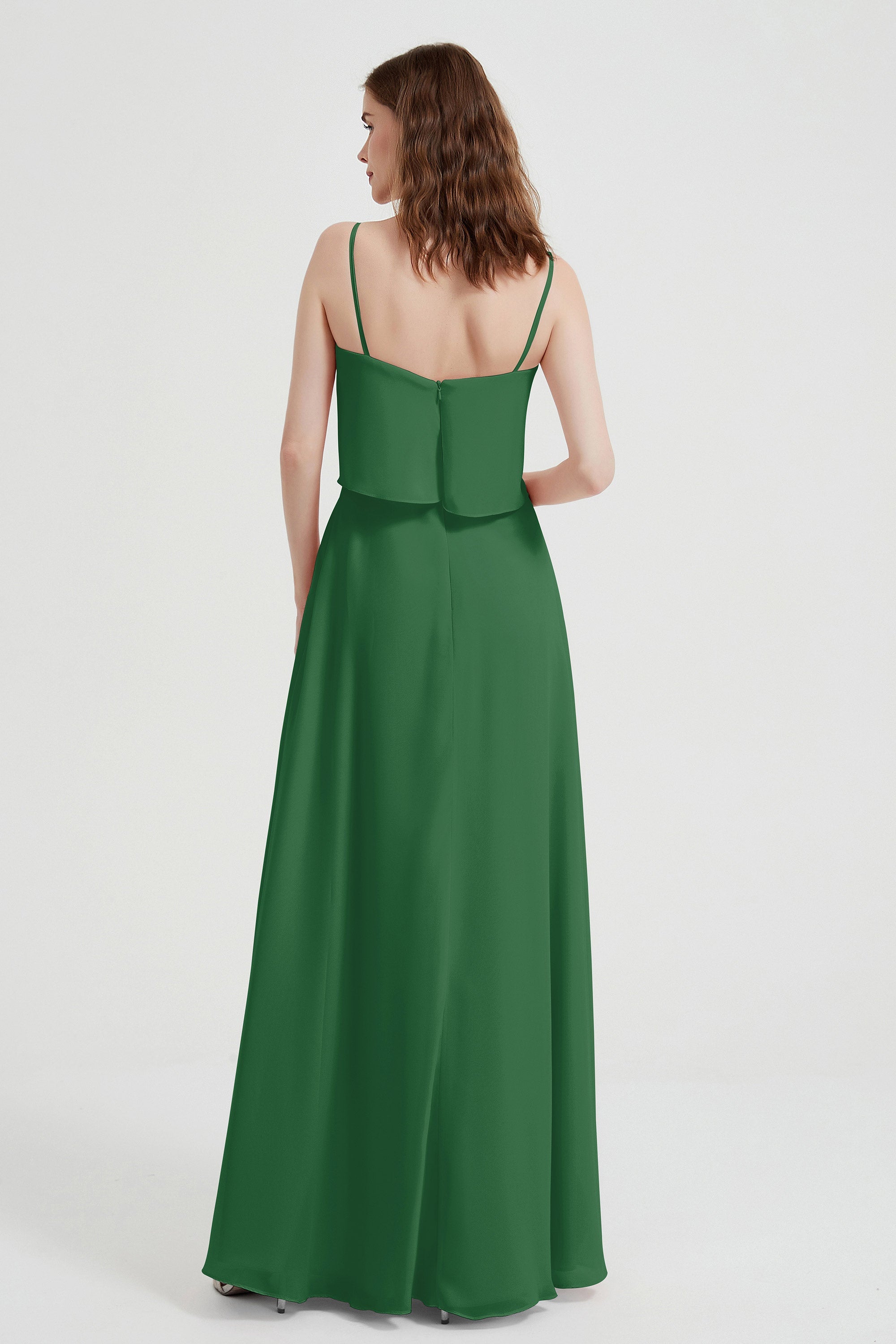 Spaghetti Straps Chiffon Bridesmaid Dress Formal Evening Floor Length Dresses Gowns