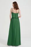 Spaghetti Straps Chiffon Bridesmaid Dress Formal Evening Floor Length Dresses Gowns